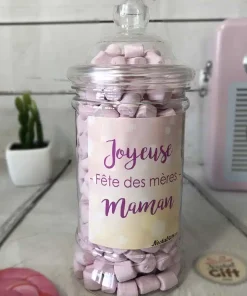 Bonbonnière maman – 300 petits chamallows – “Joyeuse fête des mères”