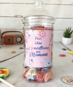 Bonbonnière personnalisée – 300g mix de bonbons anciens – “Pour la meilleure des mamans”
