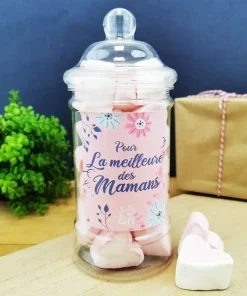 Bonbonnière maman – Pour la meilleure des mamans – 15 cœurs guimauve