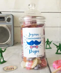 Bonbonnière personnalisée – 300g mix de bonbons anciens – “Joyeux anniversaire Papa”