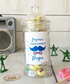 Bonbonnière Papa Moustache – Bonbon rock fruit x40 – “Joyeuse fête des pères Papa”