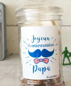 Bonbonnière Papa Moustache – 10x Nougats- 10xCaramel – “Joyeux anniversaire Papa”