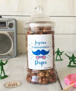 Bonbonnière Papa Moustache – Chouchou 300g – “Joyeux anniversaire Papa”