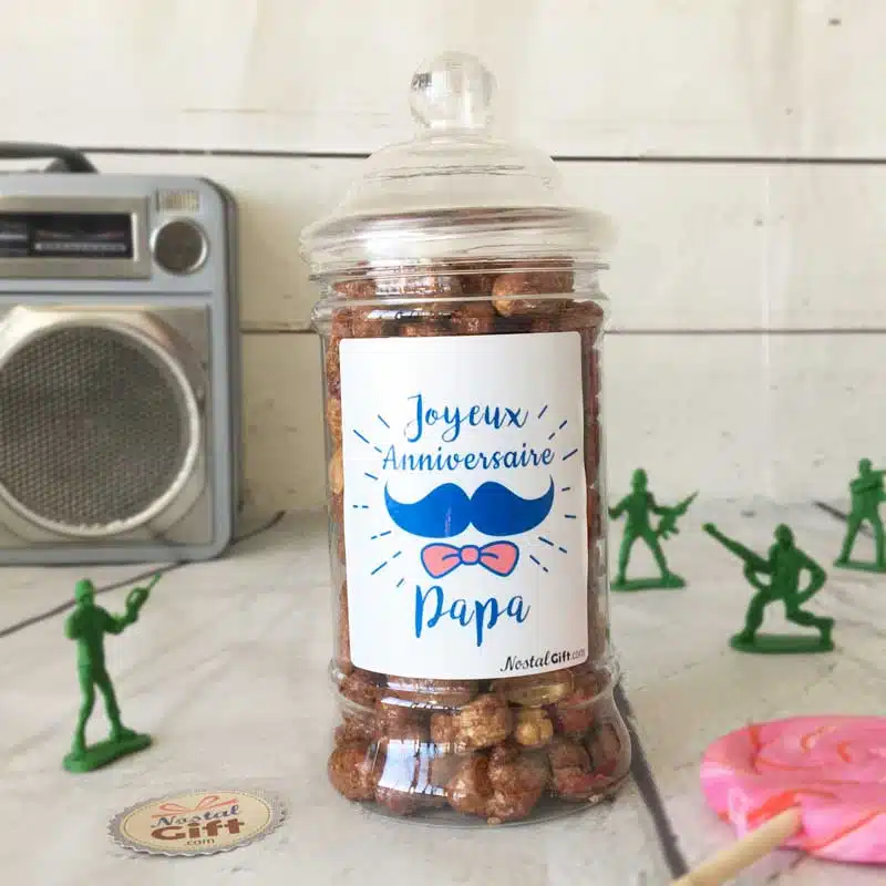 Bonbonnière Papa Moustache – Chouchou 300g – “Joyeux anniversaire Papa”