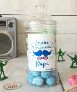 Bonbonnière Papa Moustache – Kysmache 300g – “Joyeux anniversaire Papa”