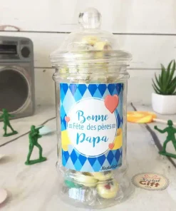Bonbonnière papa carreau – Bonbon rock fruit x40 – “Bonne fête des pères Papa”