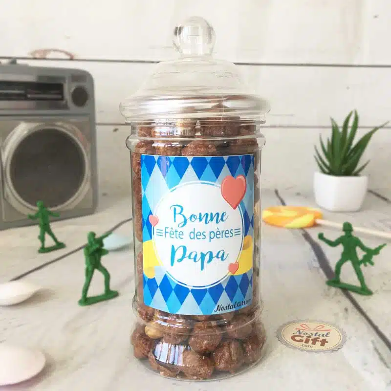 Bonbonnière Papa Carreau – Chouchou 300g – “Bonne fête des pères Papa”