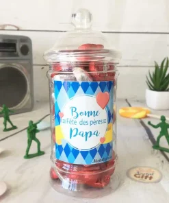 Bonbonnière Papa Carreau – Cœur en chocolat noir et lait fourrés praliné x20 – “Bonne fête des pères Papa”