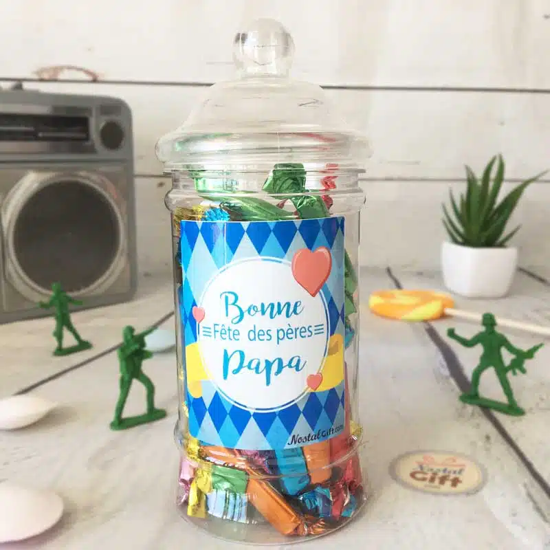 Bonbonnière Papa Carreau – 40 minis sucre d’orge – “Bonne fête des pères Papa”