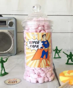 Bonbonnière Papa – 300 Mini chamallows – “Papa Super-Héros”