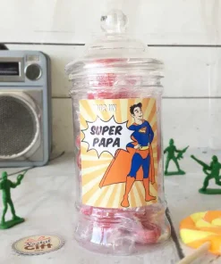 Bonbonnière Papa – Bonbon rock cœur x40 – “Papa super-héros”