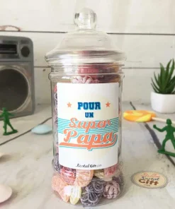 Bonbonnière Papa oldschool – 300g mix de bonbons anciens – “Pour un super papa”