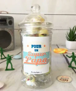 Bonbonnière papa oldschool – Bonbon rock fruit x40- “Pour un super papa”