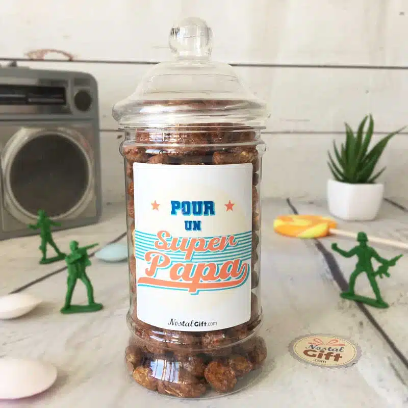 Bonbonnière Papa oldschool – Chouchou 300g – “Pour un super papa”
