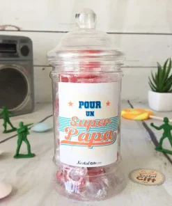 Bonbonnière Papa oldschool – Bonbon rock cœur x40 – “Pour un super papa”