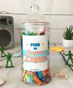 Bonbonnière Papa oldschool – 40 minis sucre d’orge – “Pour un super papa”