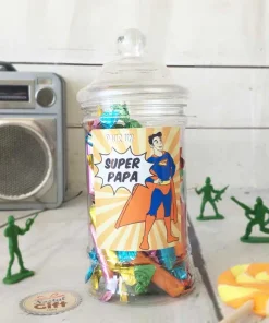 Bonbonnière Papa – 40 minis sucre d’orge – “Papa super-héros”