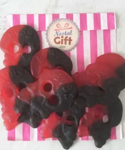 Bonbons crâne de squelette saveur goût framboise et Réglisse x 10