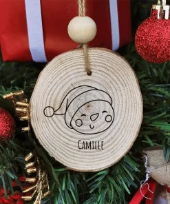Boule de noël en bois – Personnalisé avec le prénom – Bonhomme de neige de Noël