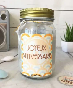 Bougie Jar “Joyeux anniversaire” – Années 60 – Cadeau anniversaire