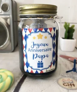 Bougie Jar “Joyeux anniversaire Papa” – cadeau anniversaire papa