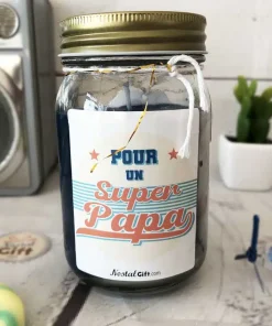 Bougie Jar “Pour un Super Papa” – cadeau papa