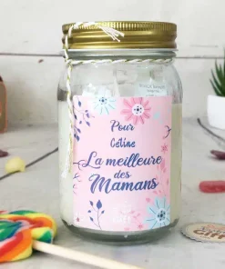 Bougie Jar personnalisée “Pour La meilleure des Mamans” – cadeau maman