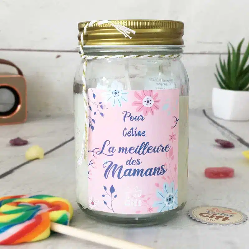 Bougie Jar personnalisée “Pour La meilleure des Mamans” – cadeau maman