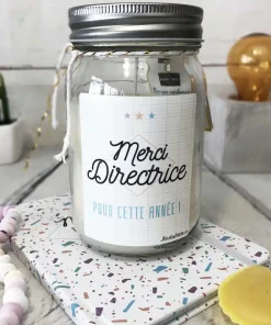 Bougie Jar “Merci Directrice pour cette année !” – cadeau Directrice école