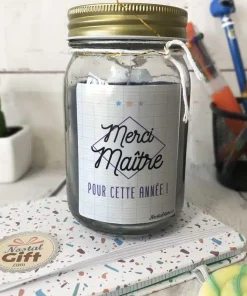 Bougie Jar “Merci Maître pour cette année” – Cadeau maître