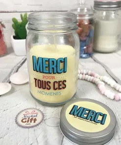 Bougie Jar – “Merci pour tous ces moments”  – Cadeau remerciement