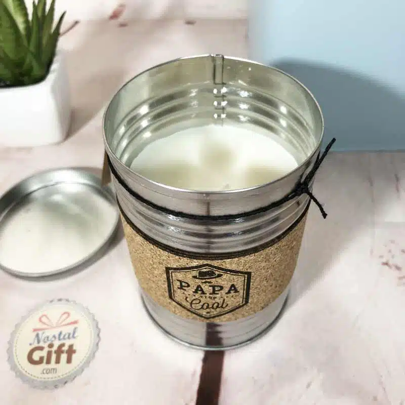 Bougie boîte en métal “Papa trop cool” (gris) – Image 2