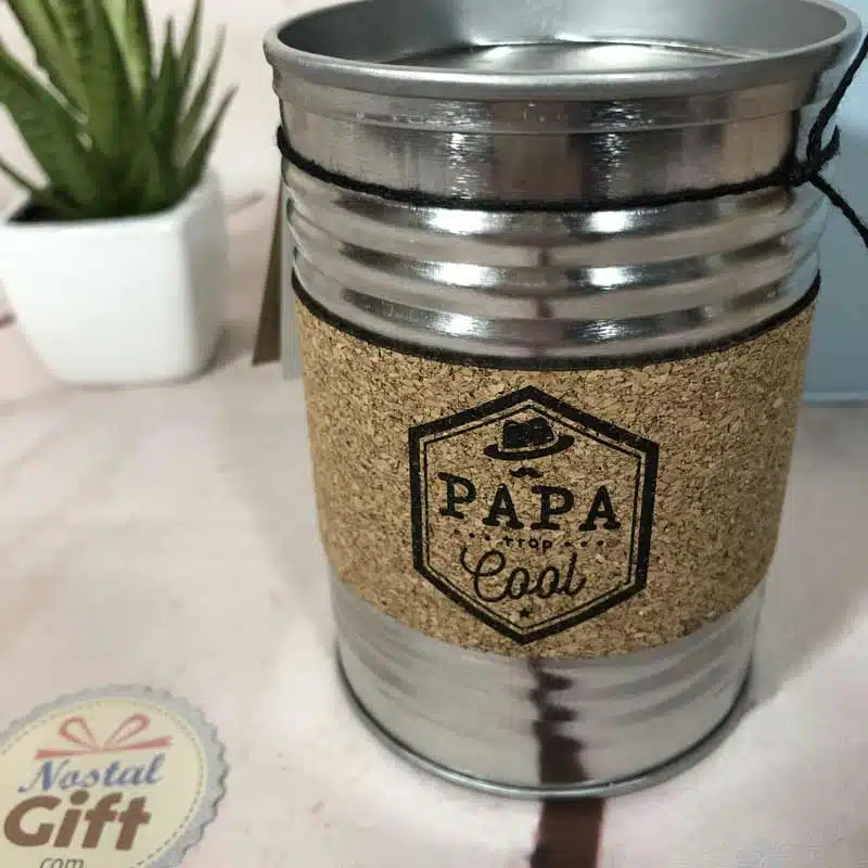 Bougie boîte en métal “Papa trop cool” (gris) – Image 3