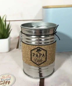 Bougie boîte en métal “Papa trop cool” (gris)