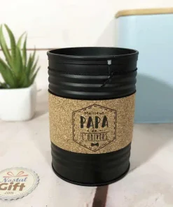 Bougie boîte en métal “Meilleur Papa de l’univers” (noir) – fête des pères