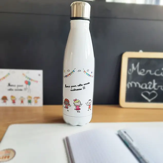 Bouteille de transport isotherme – Merci pour cette année maîtresse – Cadeau Maîtresse – Image 3