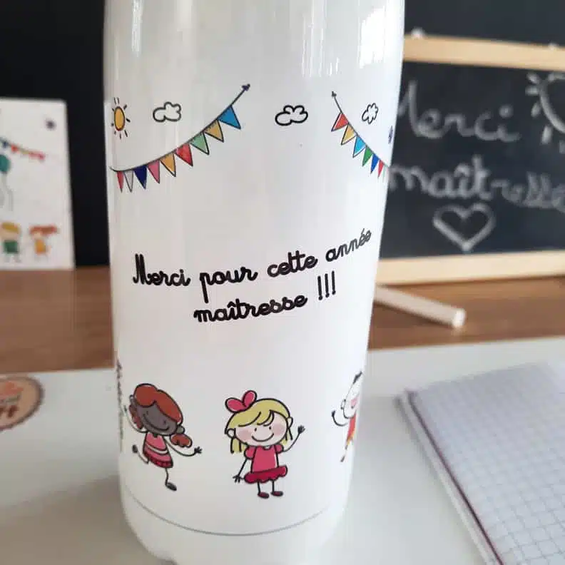 Bouteille de transport isotherme – Merci pour cette année maîtresse – Cadeau Maîtresse – Image 2