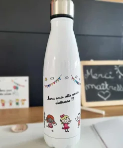 Bouteille de transport isotherme – Merci pour cette année maîtresse – Cadeau Maîtresse