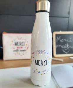 Bouteille de transport isotherme – Merci – Collection florale