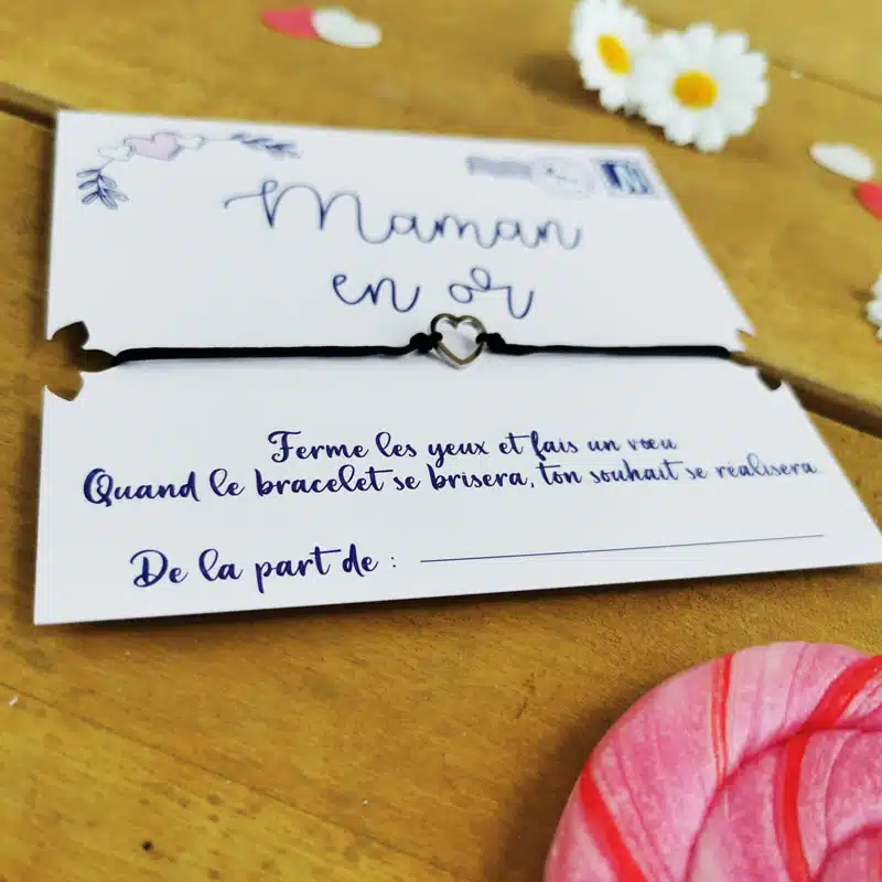 Bracelet à souhait coeur « Maman en or » – Image 8