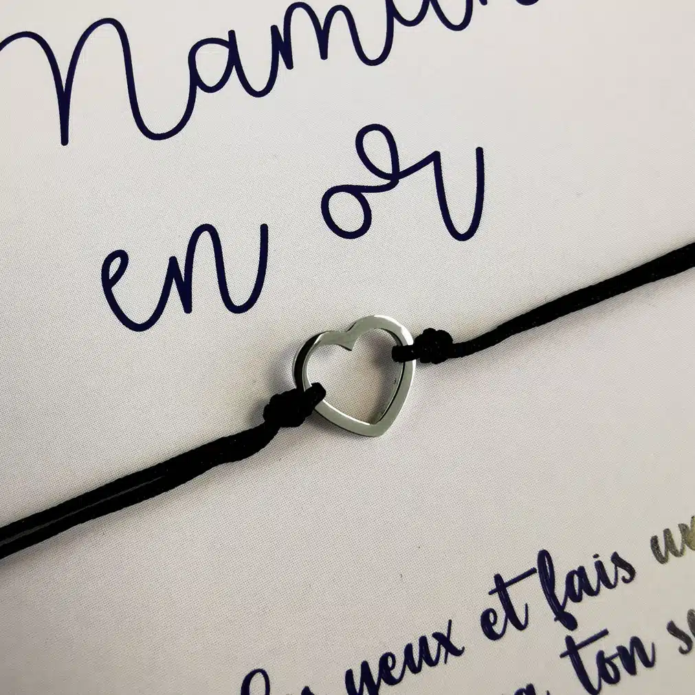 Bracelet à souhait coeur « Maman en or » – Image 4