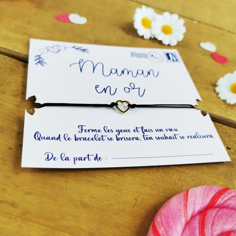 Bracelet à souhait coeur « Maman en or » – Image 6
