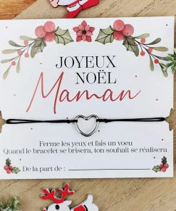 Bracelet à souhait coeur « Joyeux Noël Maman »