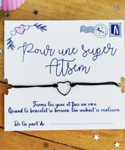 Bracelet à souhait coeur « Pour une super Atsem »
