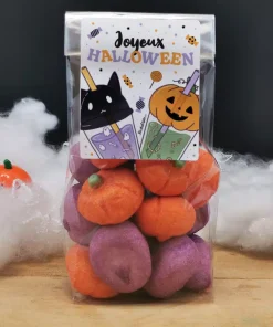 Sachet de Guimauve Halloween citrouille / tête de mort x15