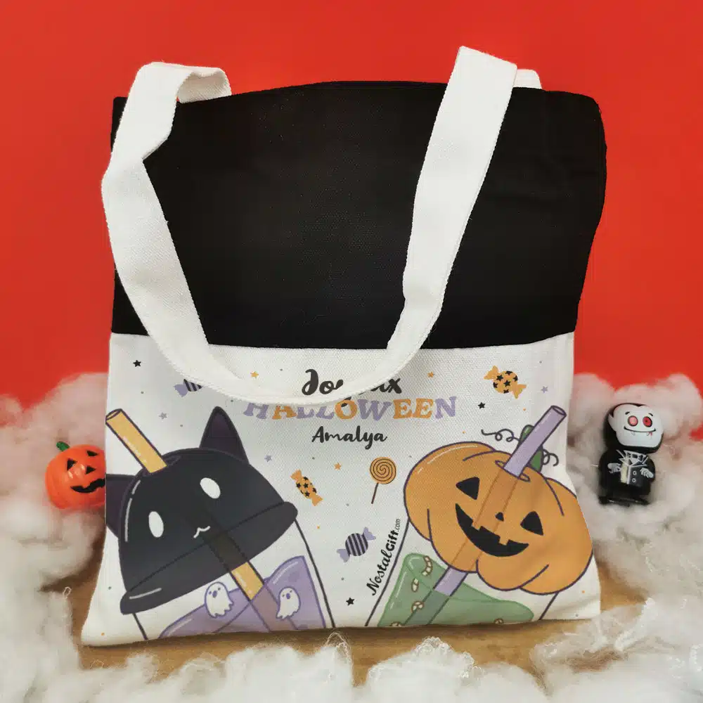 Sac enfant personnalisé Bubble Tea “Joyeux Halloween” – Image 7