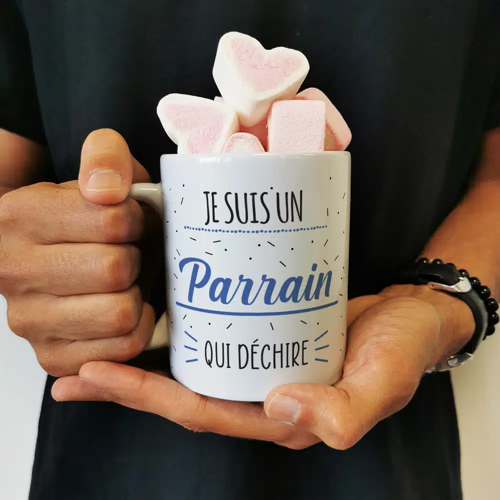 Mug “Parrain qui déchire” et ses guimauves coeurs x10 – Image 3
