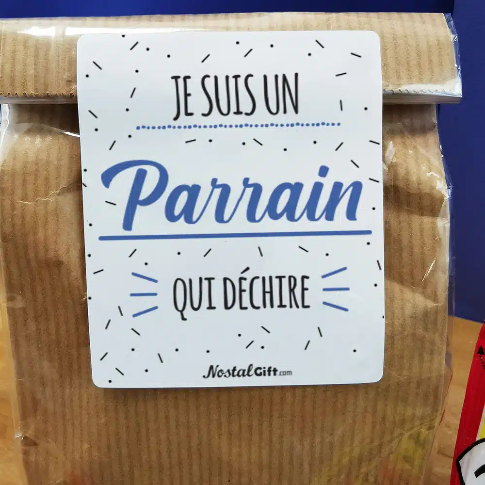 Sachet Bonbon des années 80 “Je suis un parrain qui déchire” – Cadeau Parrain – Image 4