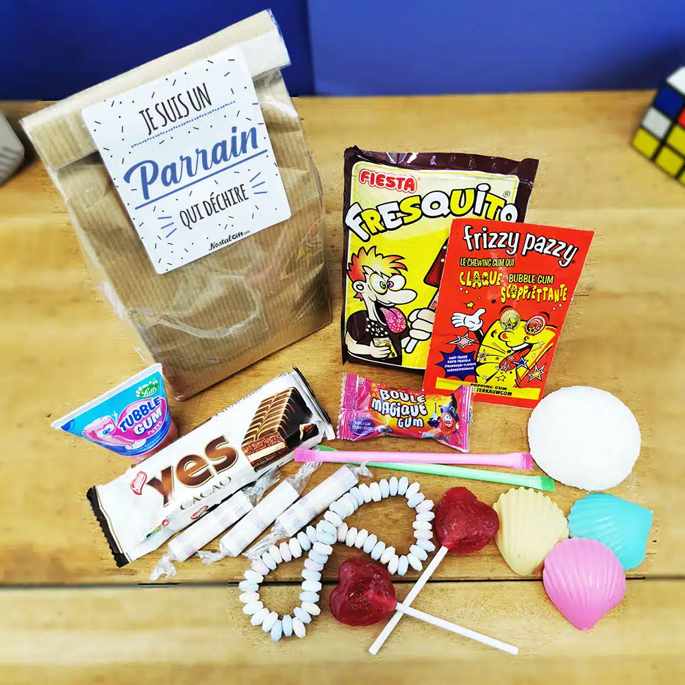 Sachet Bonbon des années 80 “Je suis un parrain qui déchire” – Cadeau Parrain – Image 3