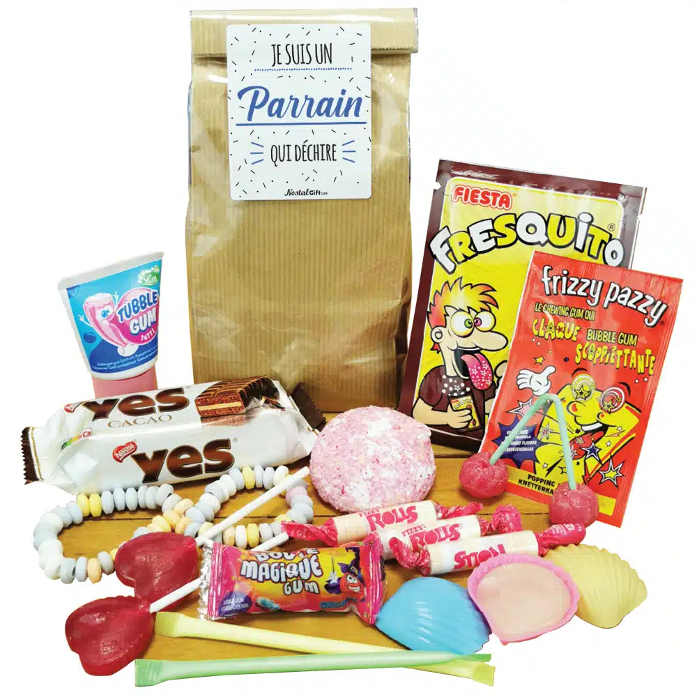 Sachet Bonbon des années 80 “Je suis un parrain qui déchire” – Cadeau Parrain – Image 2